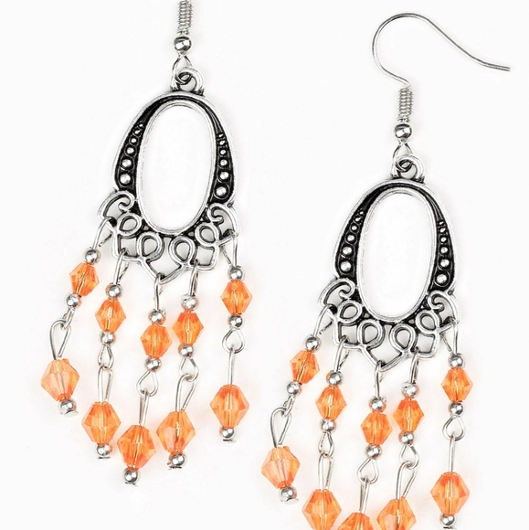 Paparazzi Earrings - Not The Only Fish In The Sea Orange - Picture 3 of 3
